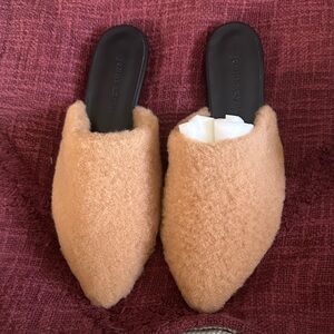 Jenni Kayne Cozy Tan Fuzzy Mules
